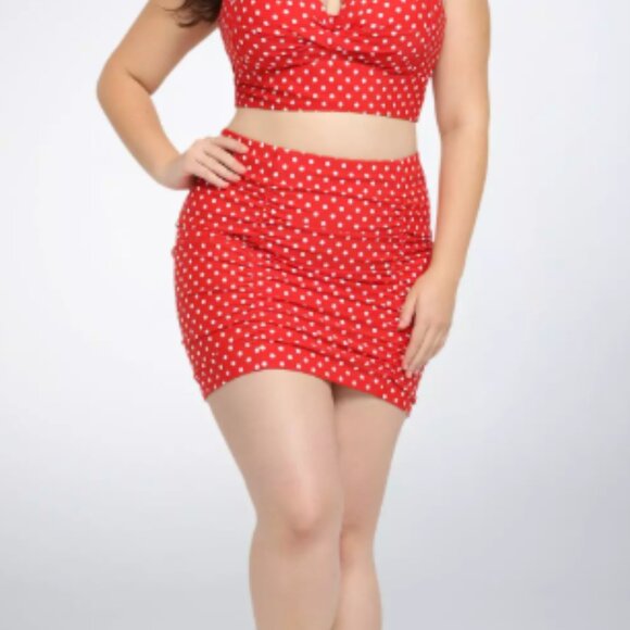 Torrid red polka dot bikini + swim skirts / pin-up burlesque VLV vintage retro - Picture 2 of 14